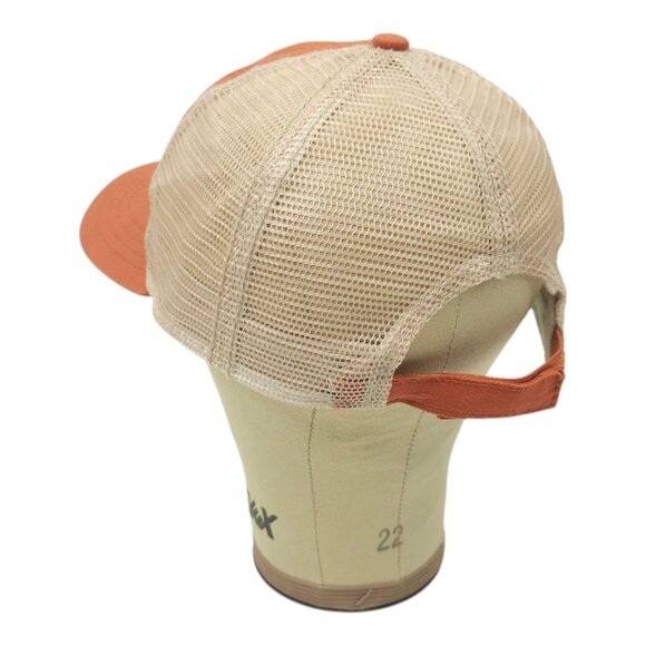 CAT Equipment Embroidered Mesh Strapback Cap Trucker Baseball Hat Orange Tan - Picture 13 of 14